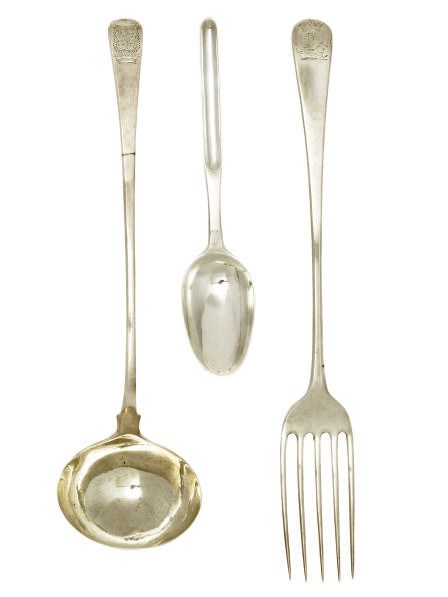 A SMALL GEORGE III SILVER OLD ENGLISH PATTERN SOUP LADLE