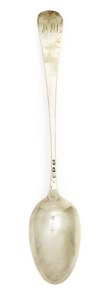 A GEORGE II SILVER HANOVERIAN PATTERN BASTING SPOON