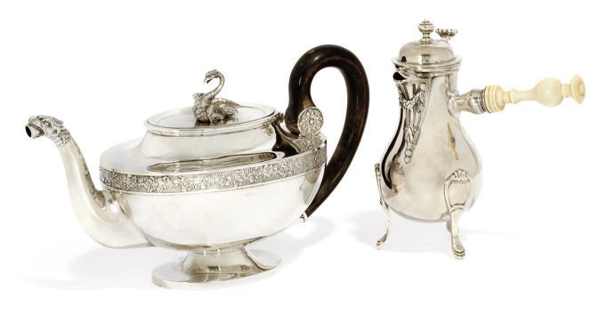 A SWISS SILVER TEAPOT