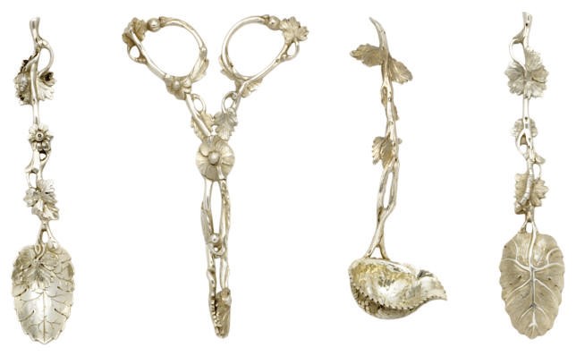 A NATURALISTIC SILVER TEA EQUIPAGE