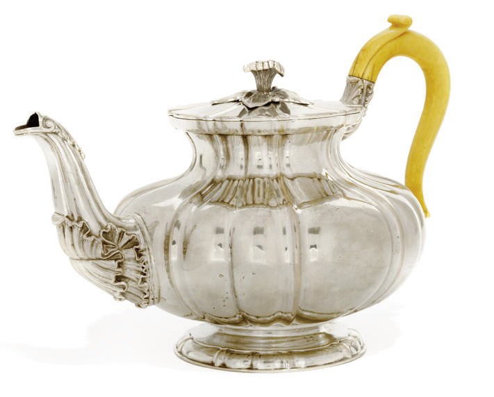 A GERMAN SILVER TEAPOT