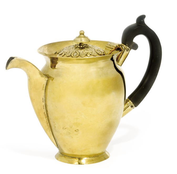 A RUSSIAN SILVER-GILT TEAPOT