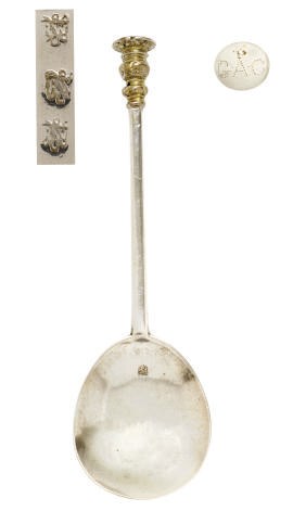 A RARE CHARLES II PROVINCIAL PARCEL-GILT SILVER SEAL-TOP SPOON
