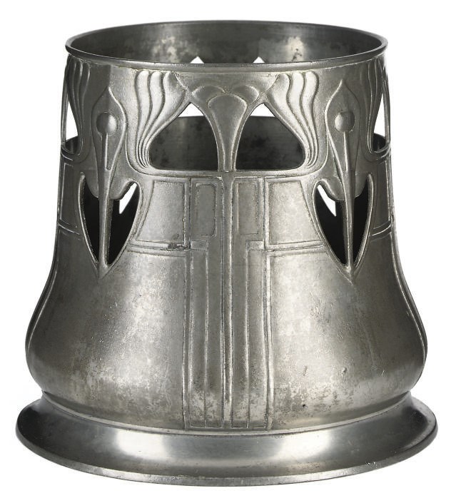 A JOSEF OLBRICH PEWTER BOTTLE HOLDER