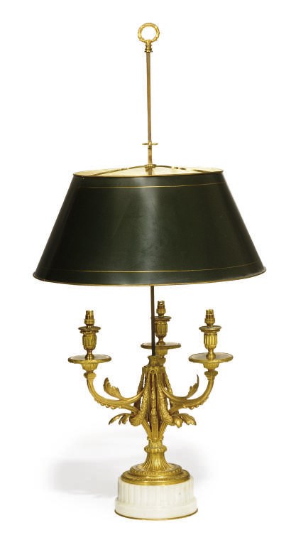 A FRENCH GILT-BRONZE BOUILLOTTE LAMP