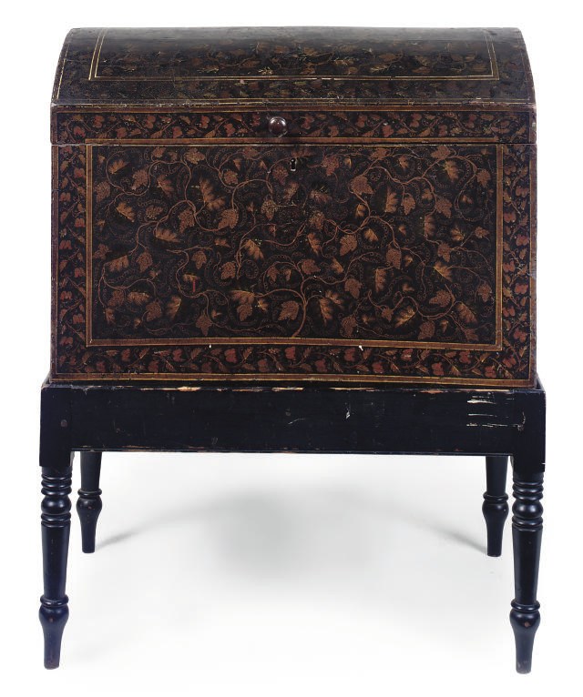 AN ANGLO INDIAN LACQUERED CHEST ON STAND