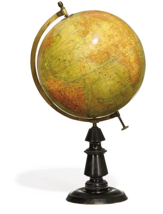 A FRENCH PRINTED PAPER TABLE GLOBE