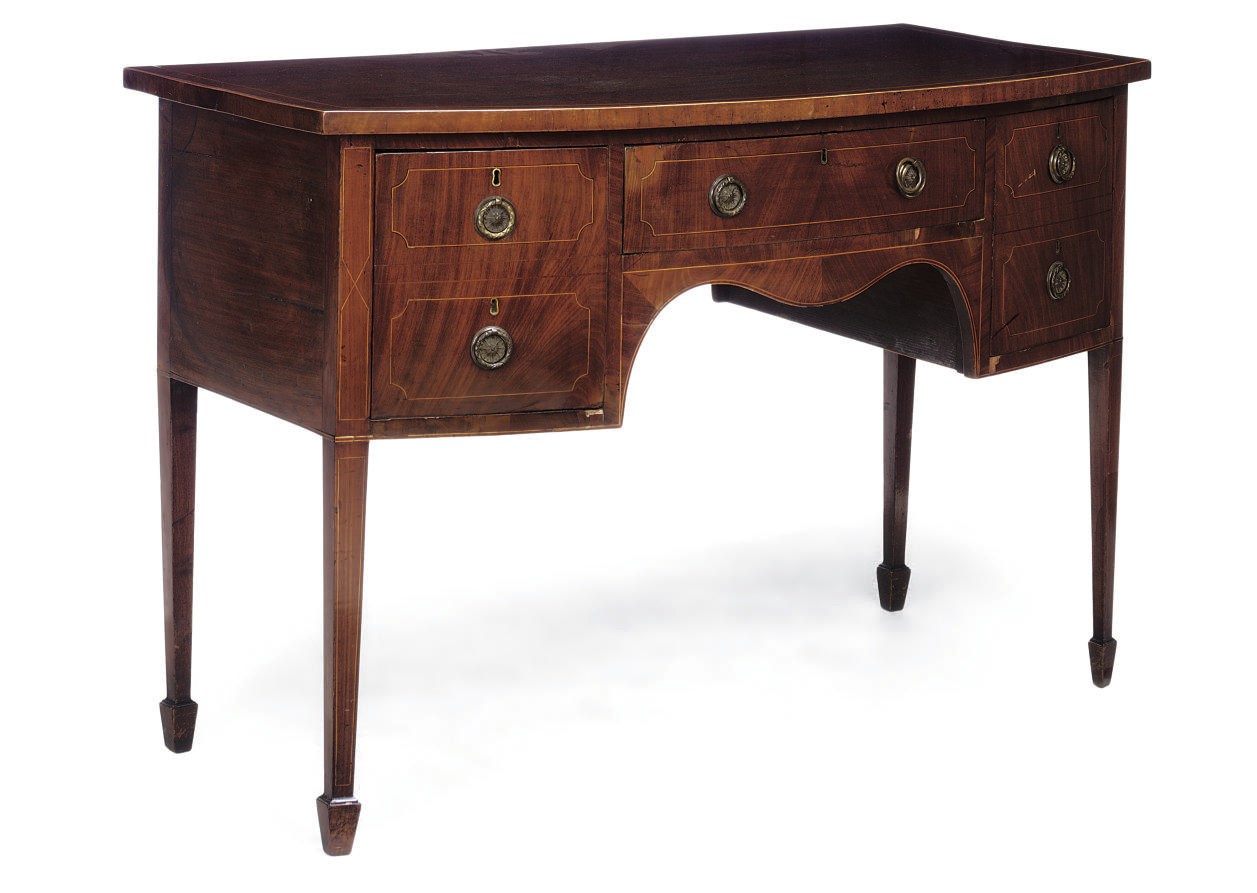A GEORGE III MAHOGANY BOWFRONT SIDEBOARD