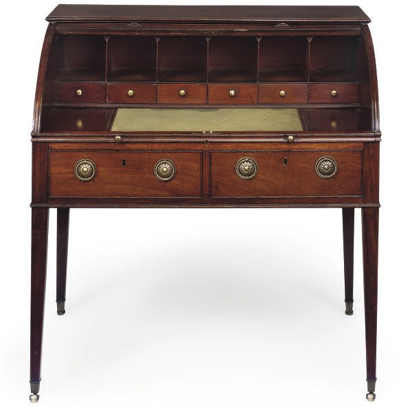 A GEORGE III MAHOGANY ROLL TOP DESK