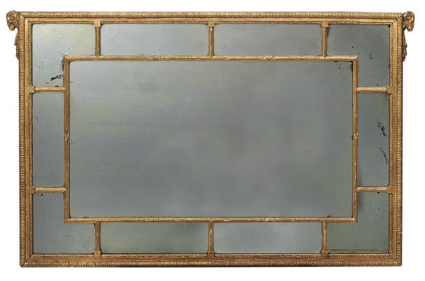 AN EARLY VICTORIAN GILTWOOD MARGINAL MIRROR
