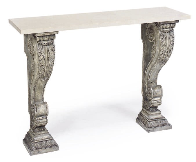 AN ITALIAN PAINTED AND CARVED CONSOLE TABLE