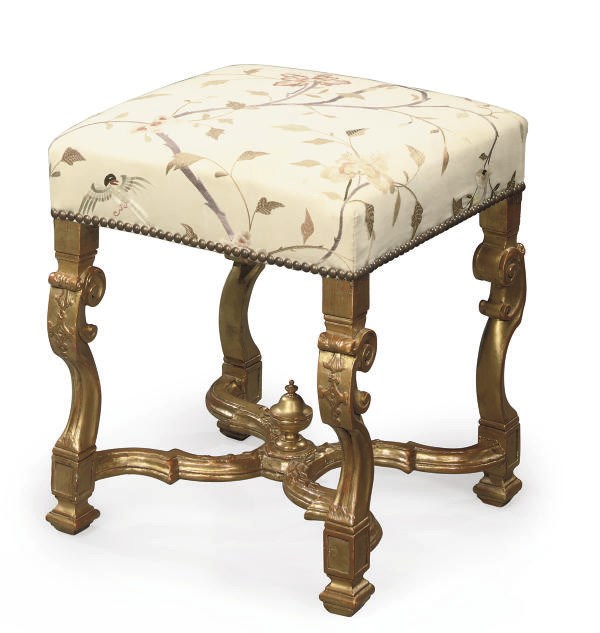 A GILTWOOD STOOL