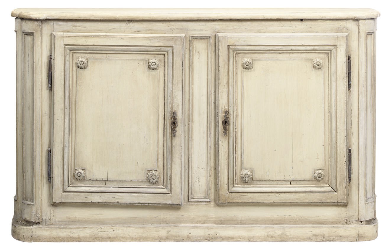 A WHITE PAINTED PINE SIDE CABINET