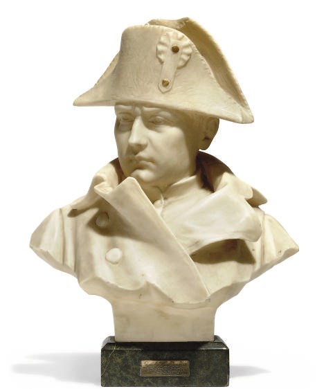 A FRENCH ALABASTER BUST OF NAPOLEON BONAPARTE