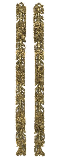 A PAIR OF GILT-WOOD PIERCED PILASTERS