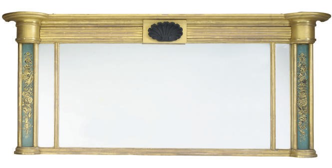 A GILTWOOD OVERMANTEL MIRROR