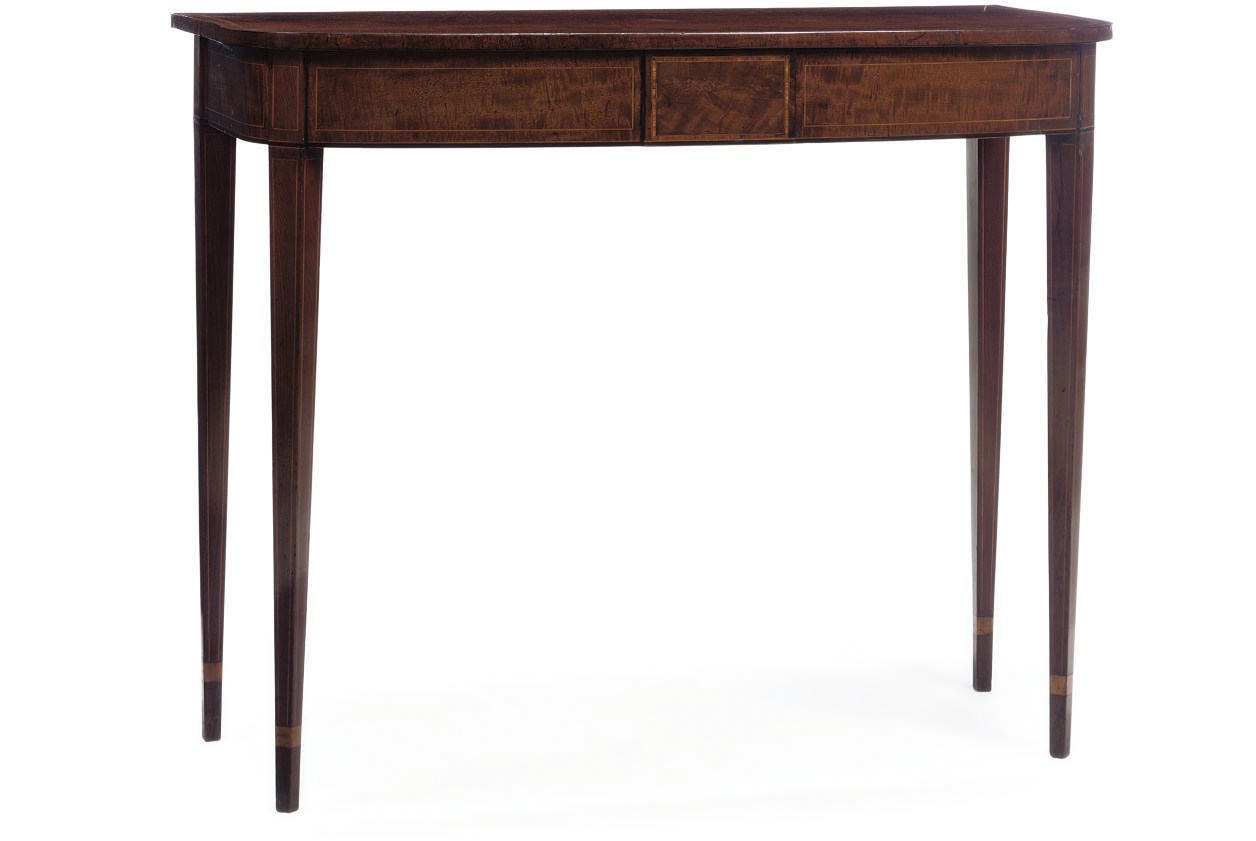 A GEORGE III MAHOGANY AND TULIPWOOD CROSSBANDED SIDE TABLE