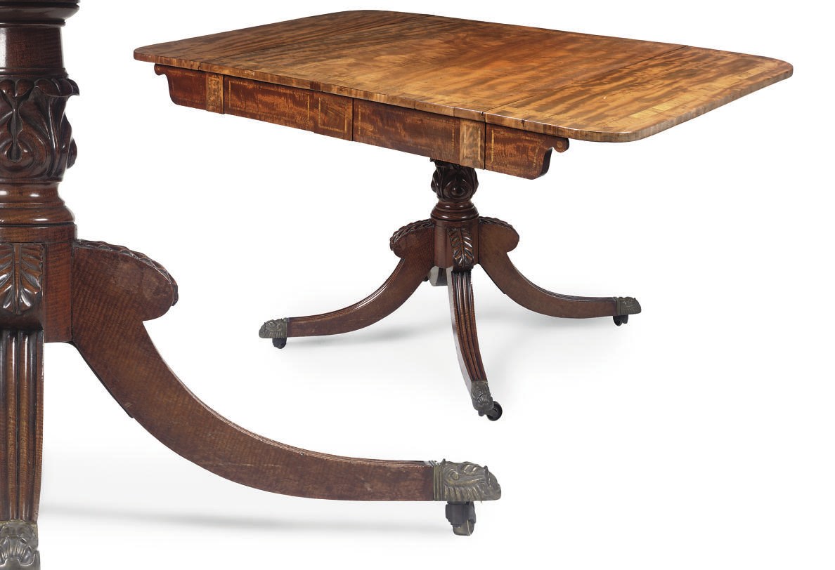 A LATE REGENCY MAHOGANY AND ROSEWOOD CROSSBANDED SOFA TABLE