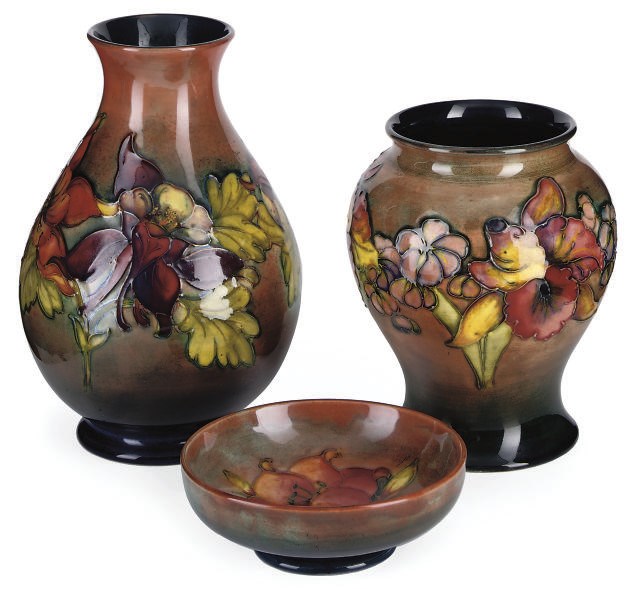 A MOORCROFT FLAMBÉ 'COLUMBINE' POTTERY VASE