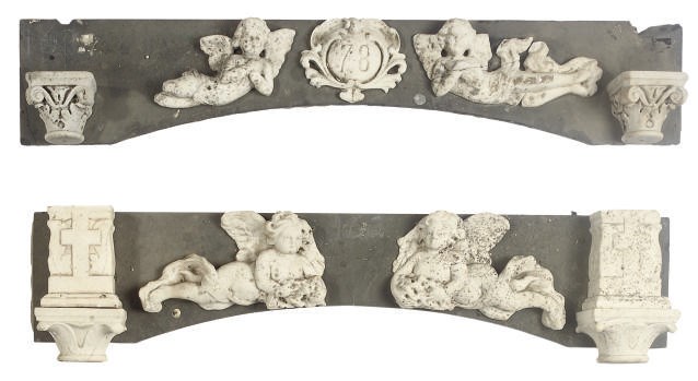 A GROUP OF FRENCH CARVED MARBLE OVERDOOR FRAGMENTS