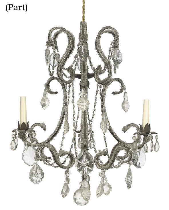A FRENCH BRASS AND GLASS LUSTRE CHANDELIER
