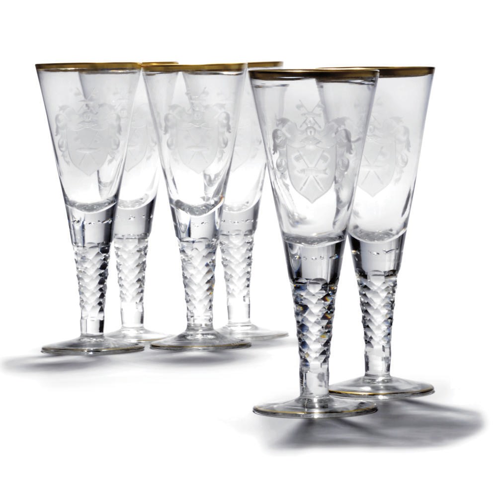 A SET OF SIX GERMAN ARMORIAL GOBLETS