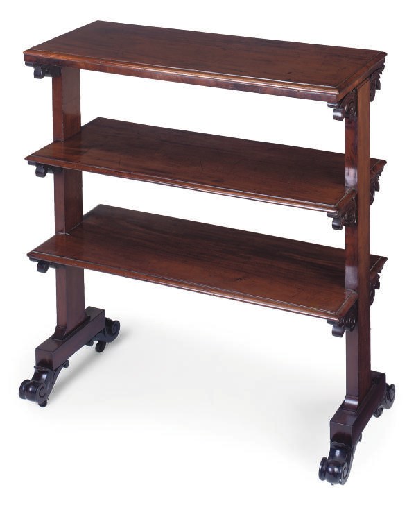 A WILLIAM IV MAHOGANY THREE TIER WHATNOT