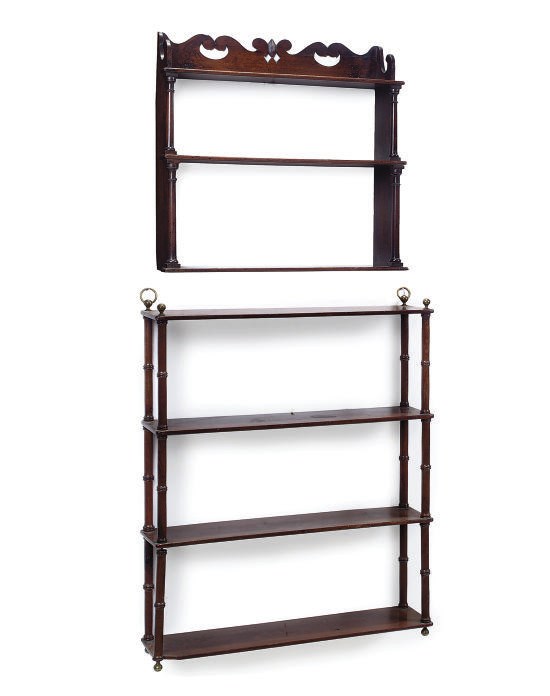 A SET OF MAHOGANY HANGING SHELVES