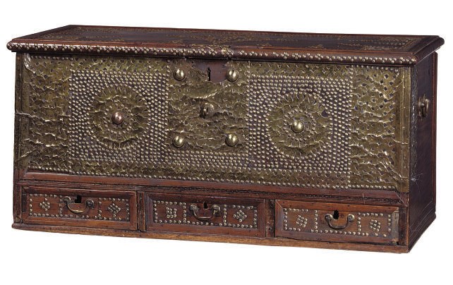 A BRASS MOUNTED ROSEWOOD ZANZIBAR CHEST