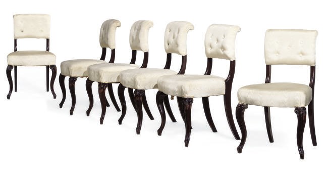 A SET OF SIX VICTORIAN MAHOGANY DINING CHAIRS