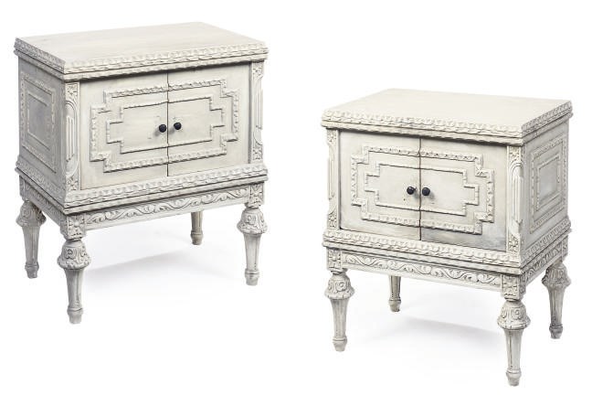 A PAIR OF WHITE PAINTED BEDSIDE CABINETS