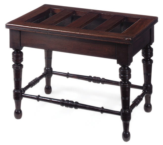 A MID VICTORIAN MAHOGNAY LUGGAGE STAND