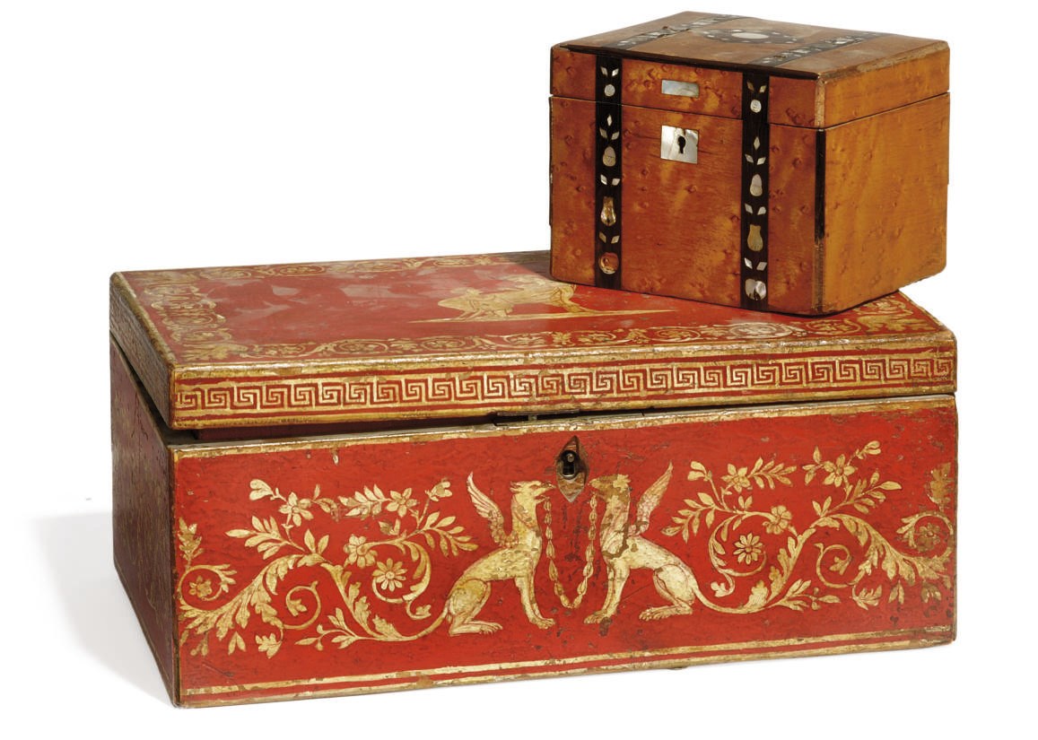 A VICTORIAN MAPLE AND INLAID TEA CADDY
