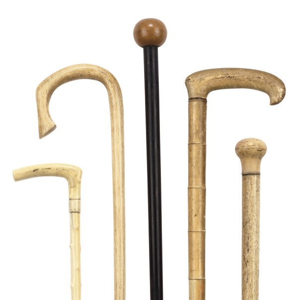 A COLLECTION OF WHALE-BONE OR IVORY WALKING STICKS
