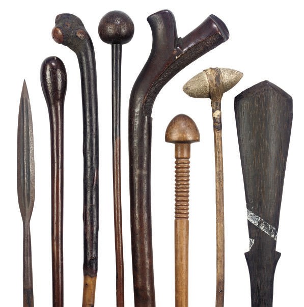 A COLLECTION OF AFRICAN AND OTHER TRIBAL CLUBS AND WEAPONS