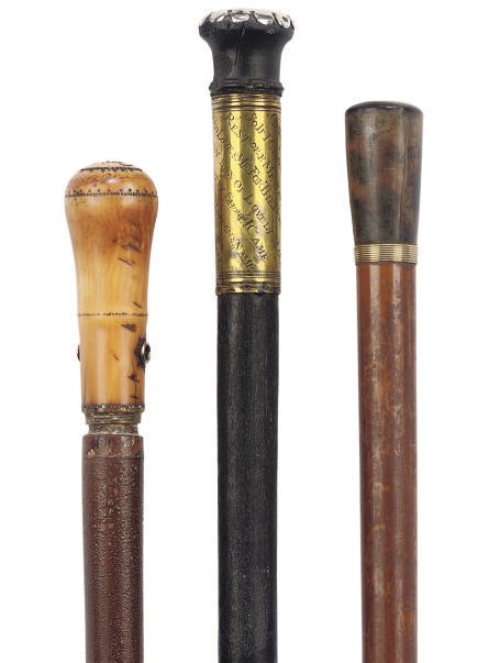 A WILLIAM III IVORY HANDLED WALKING STICK