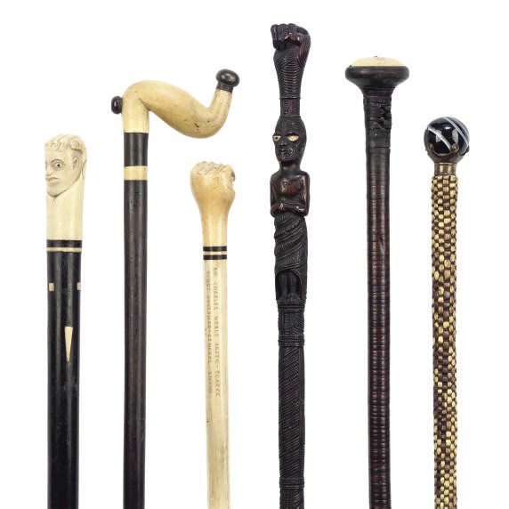 A COLLECTION OF FIVE AFRICAN WALKING STICKS