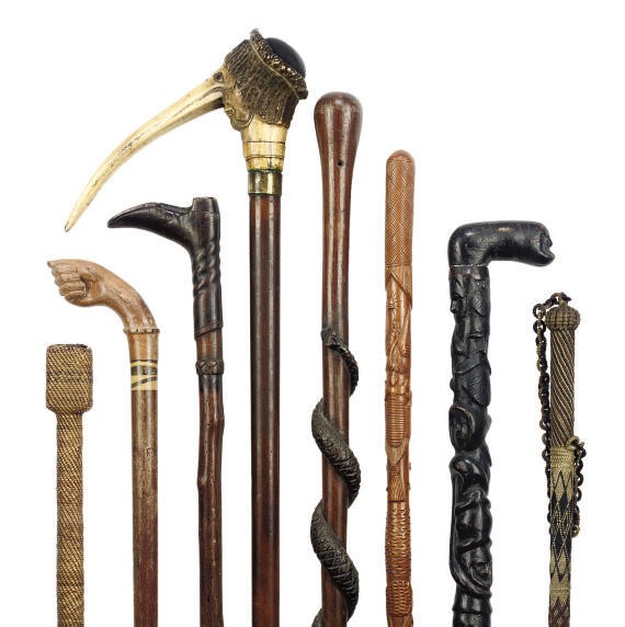 A COLLECTION OF AMERICAN AND OTHER FOLK-ART WALKING STICKS