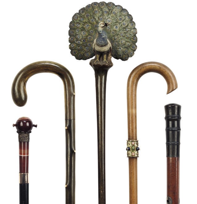 FIVE ASSORTED WALKING STICKS