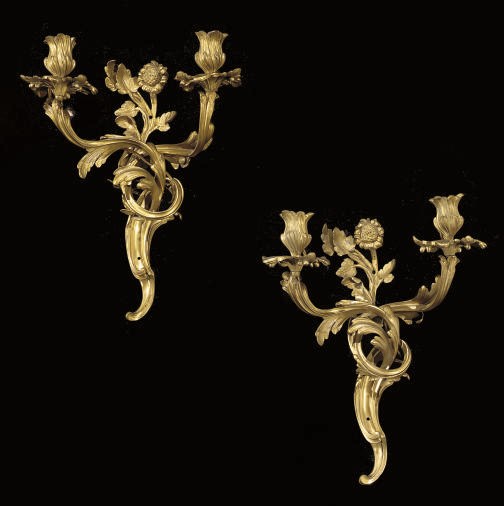 SIX APPLIQUES DE STYLE LOUIS XV