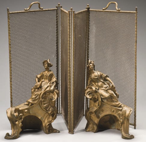PAIRE DE CHENETS DE STYLE LOUIS XV