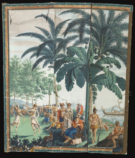 FRAGMENT DE PAPIER PEINT DU PREMIER QUART DU XIXEME SIECLE