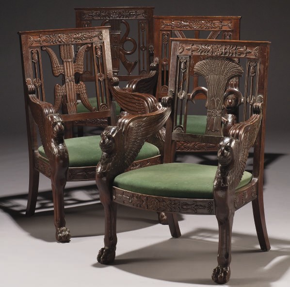 SUITE DE QUATRE FAUTEUILS DE STYLE EMPIRE