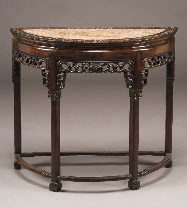 CONSOLE D'APPUI DEMI-LUNE INDOCHINOISE