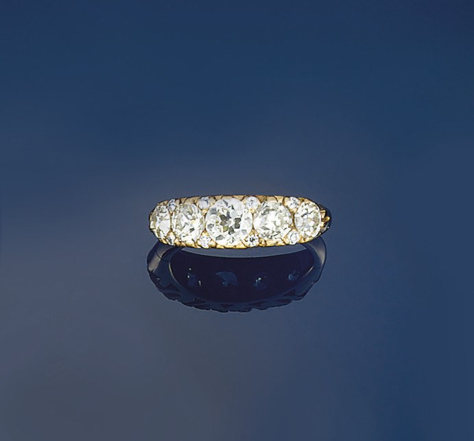 A diamond five stone ring