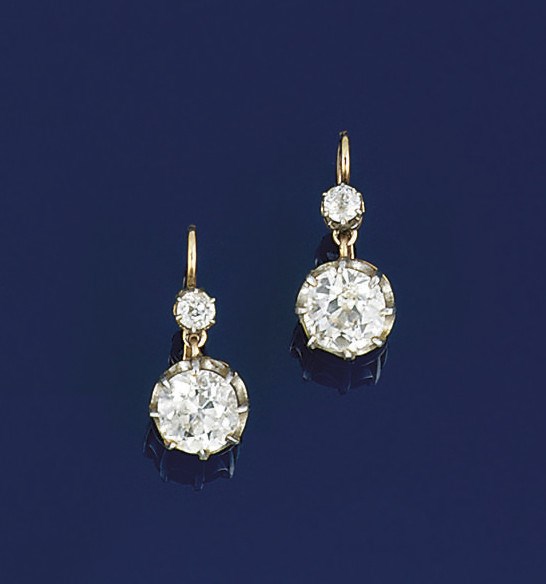 A pair of late 19th century diamond earpendants