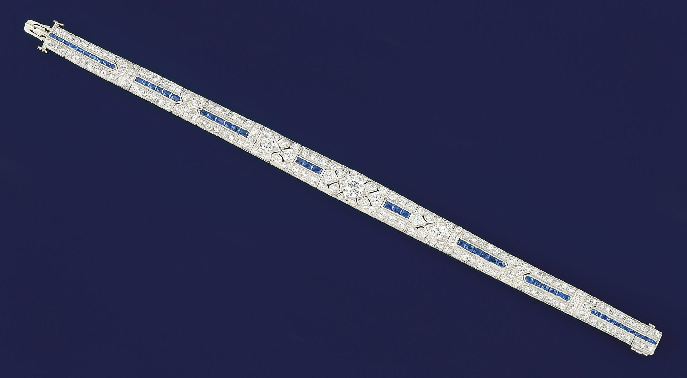 A diamond and sapphire bracelet