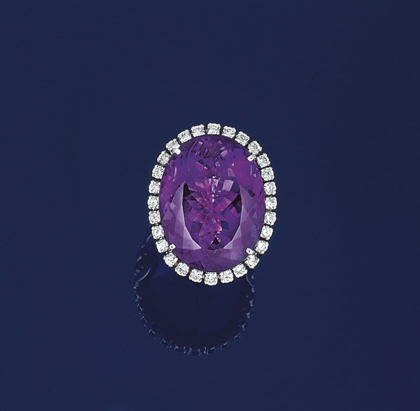 An amethyst and diamond ring