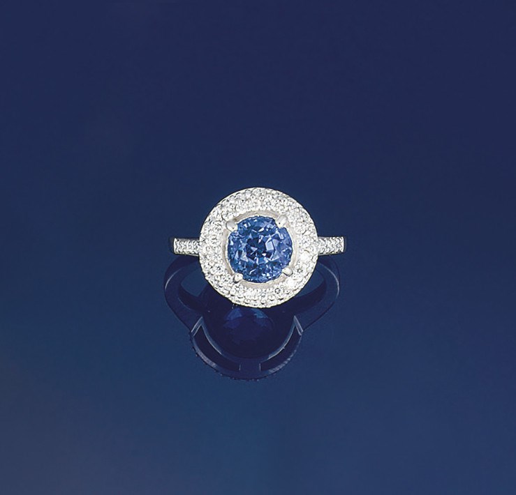 A sapphire and diamond cluster ring