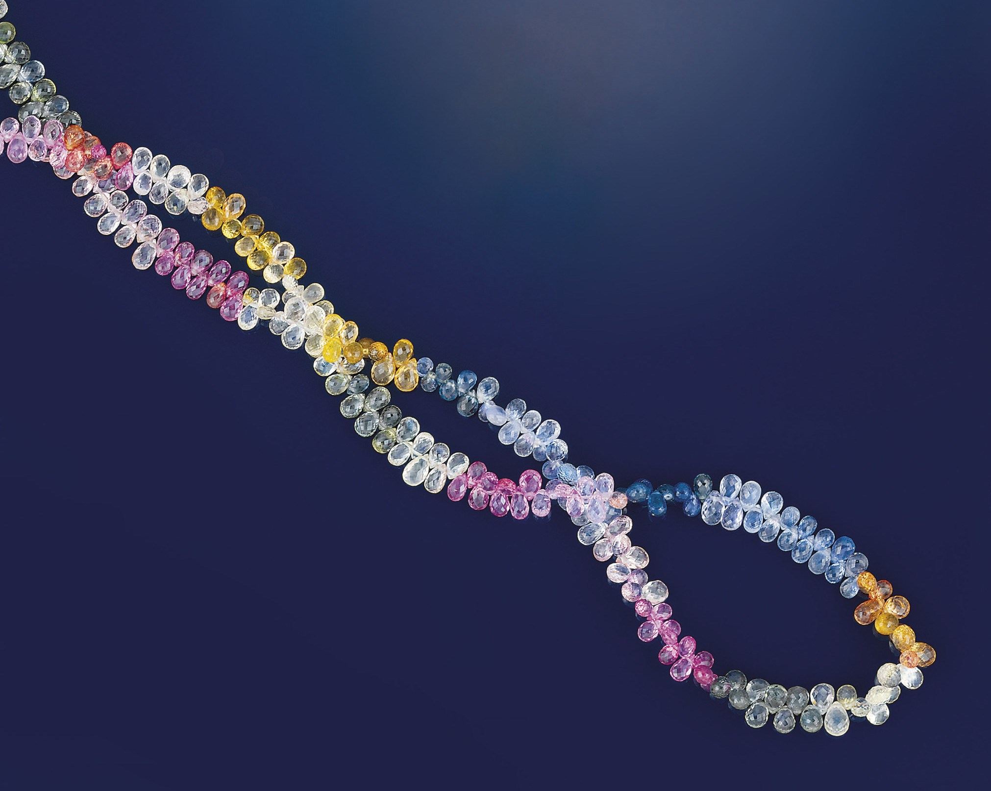 A vari-coloured sapphire necklace